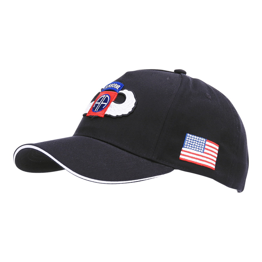 Kšiltovka Baseball US 82nd Airborne WWII 3D černá