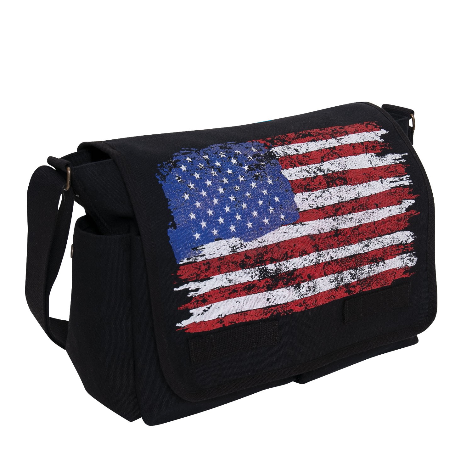 Taška přes rameno DISTRESSED s US vlajkou černá
