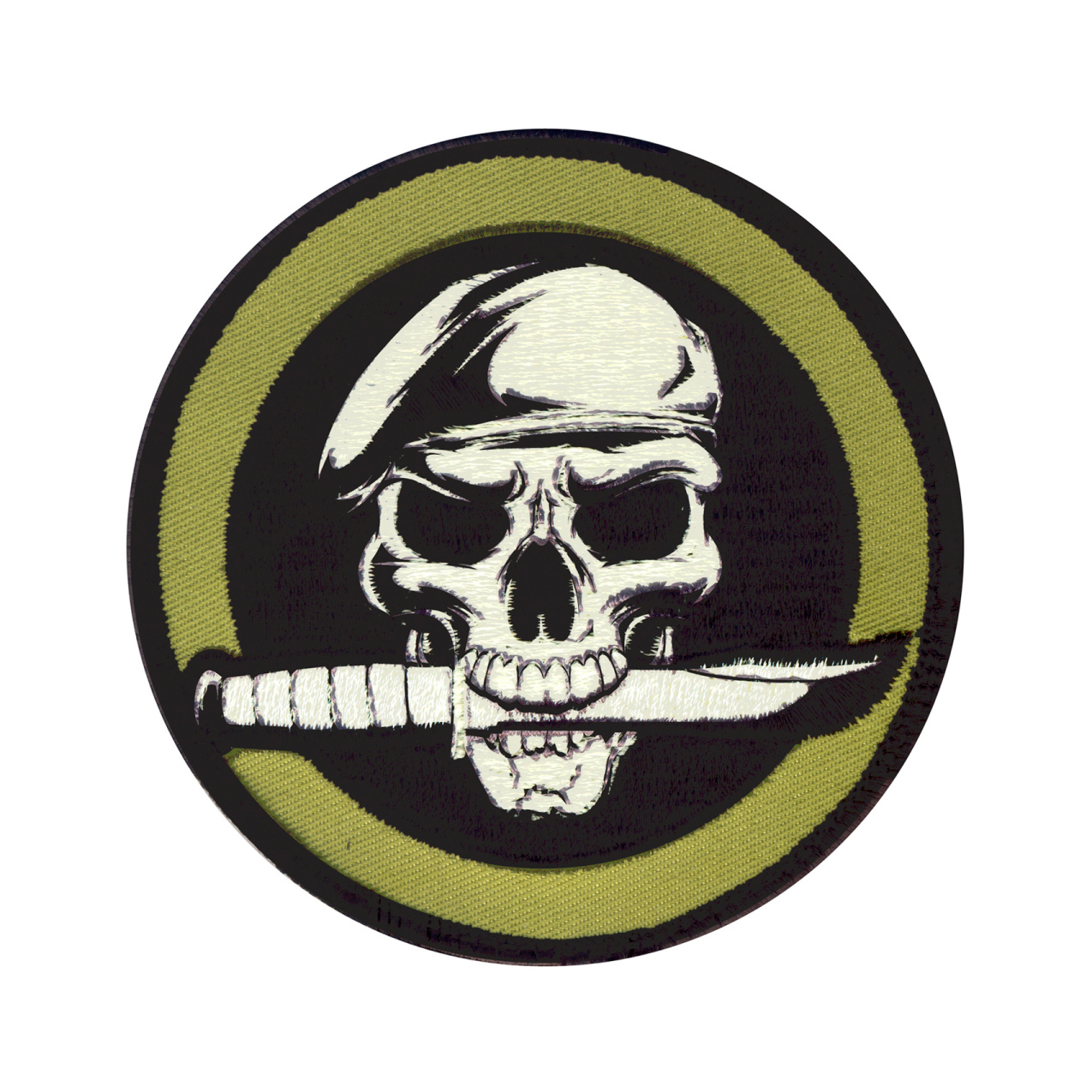 Nášivka Military SKull / Knife velcro 8cm olivová
