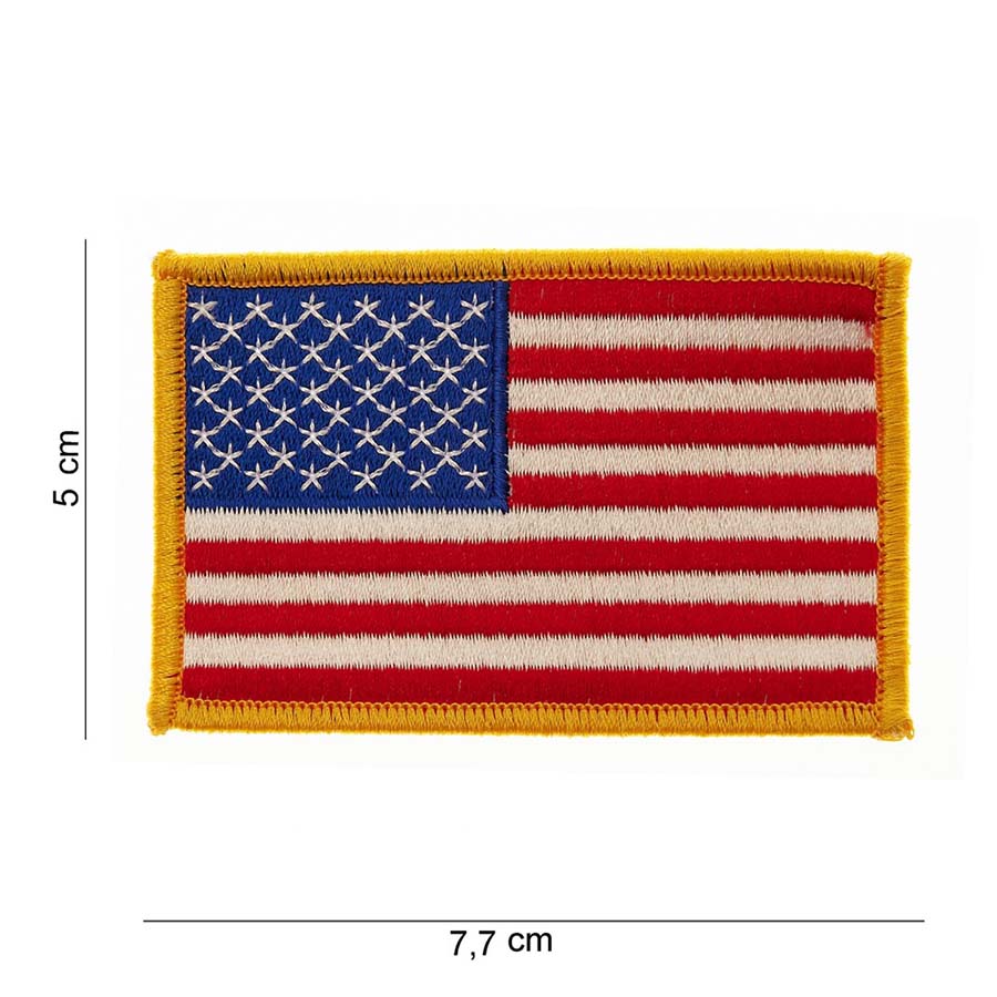 Nášivka vlajka USA žlutý okraj malá 7,7 x 5 cm