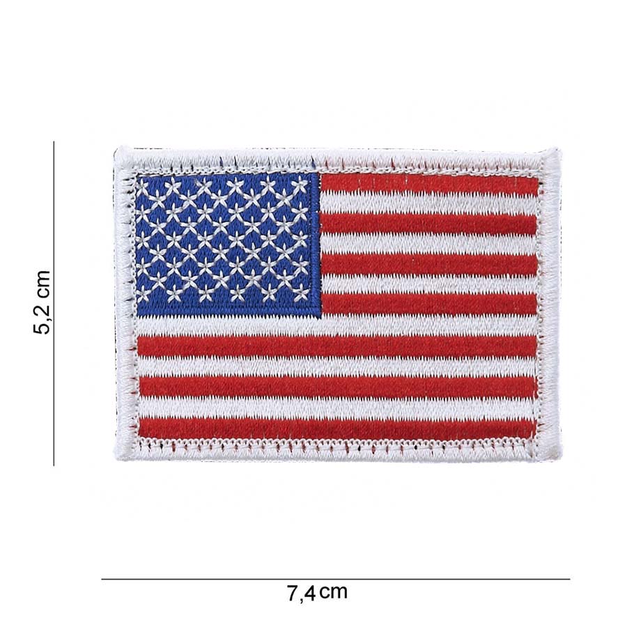 Nášivka vlajka USA bílý okraj malá 7,4 x 5,2 cm velcro