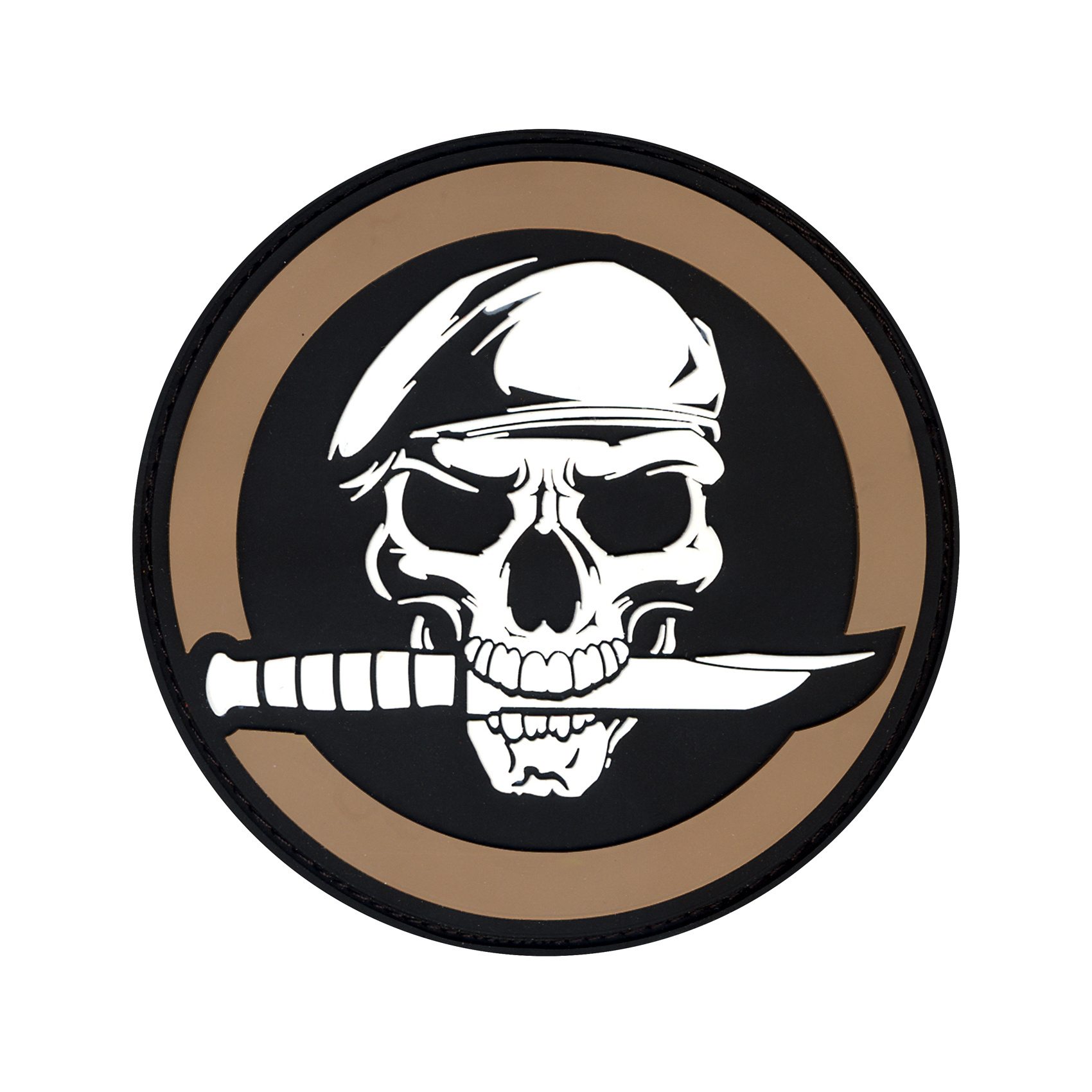 Nášivka Military SKull / Knife velcro PVC 7cm coyote