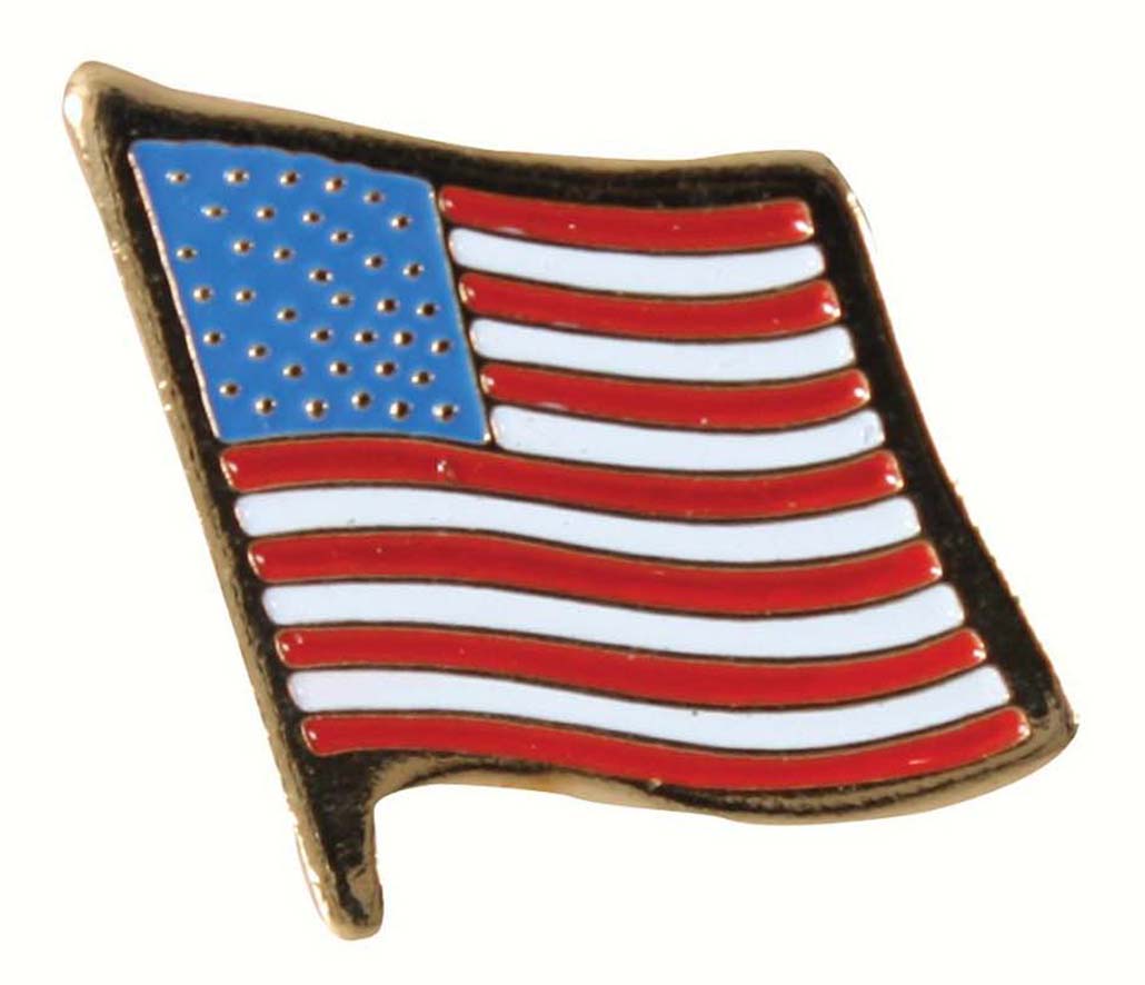 Odznak s vlajkou vlajka USA zlatý vlající 12 x12 mm