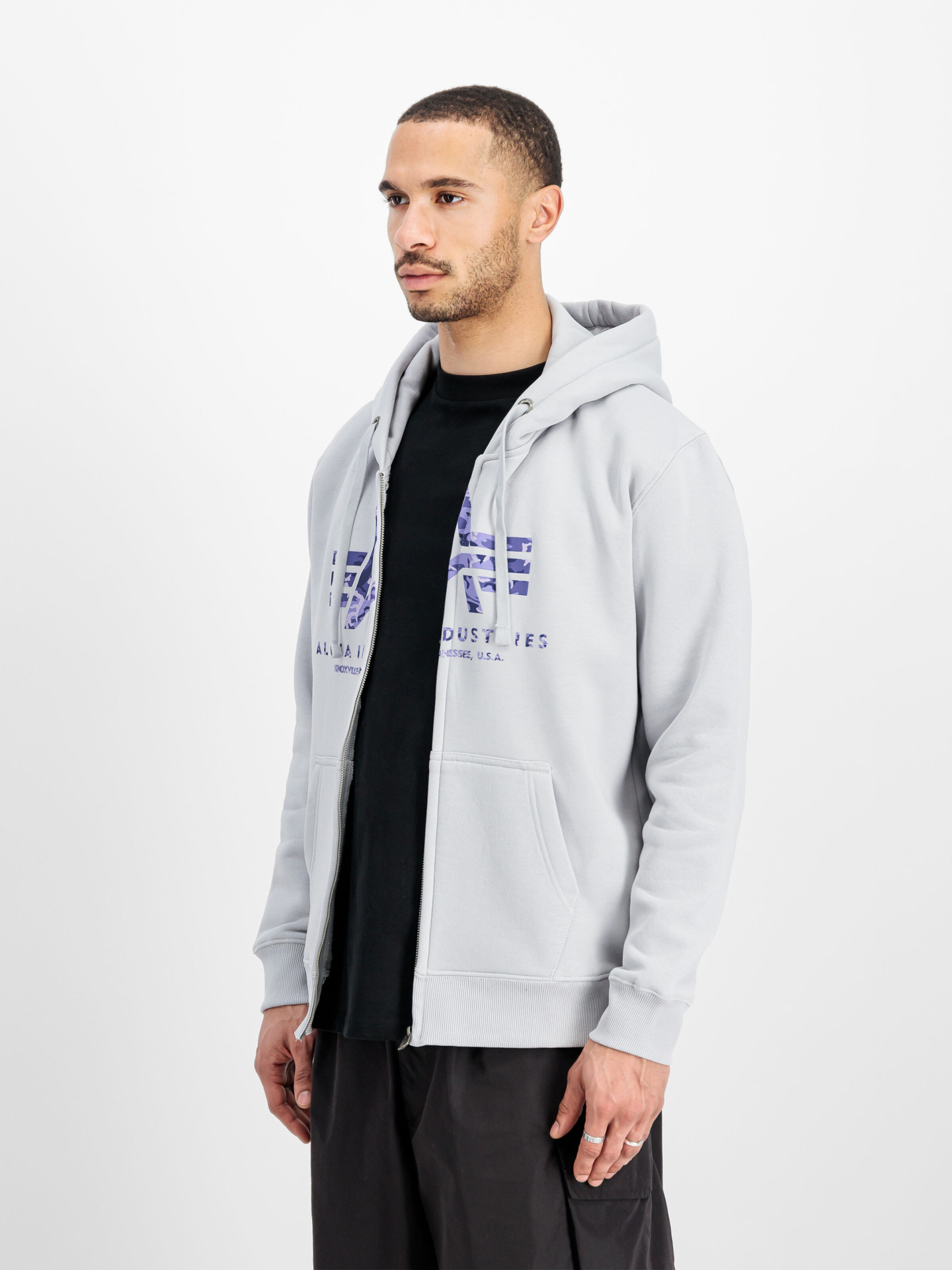 Mikina Basic Zip Hoodie PP camo pastel grey