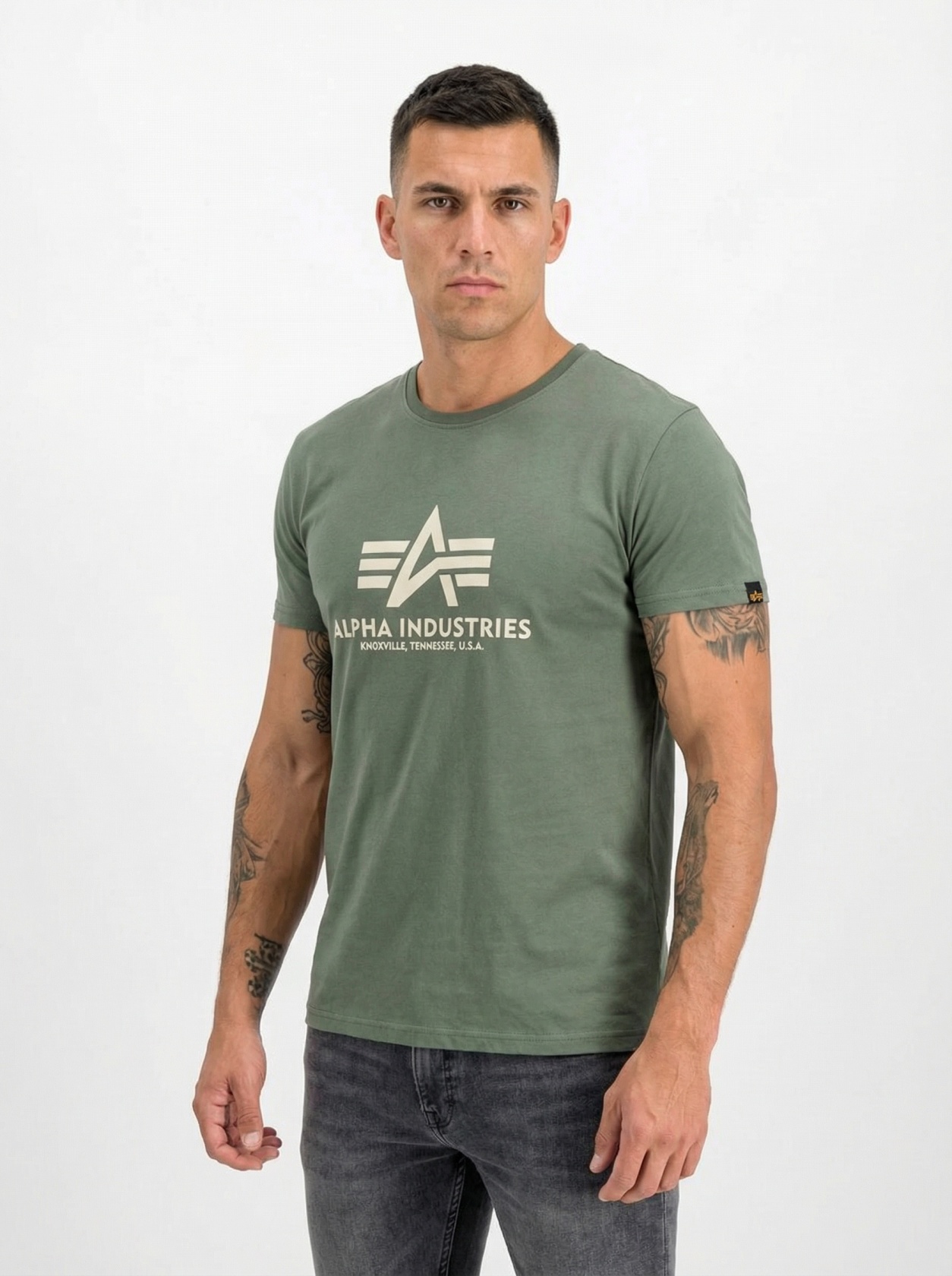 Tričko Alpha Industries Basic T-Shirt BL zelené vintage