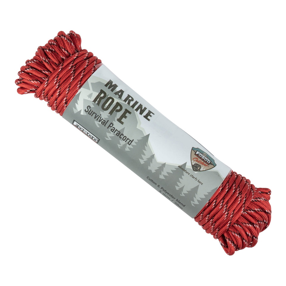Survival námořní paracord MARINE ROPE červený 30m 4mm