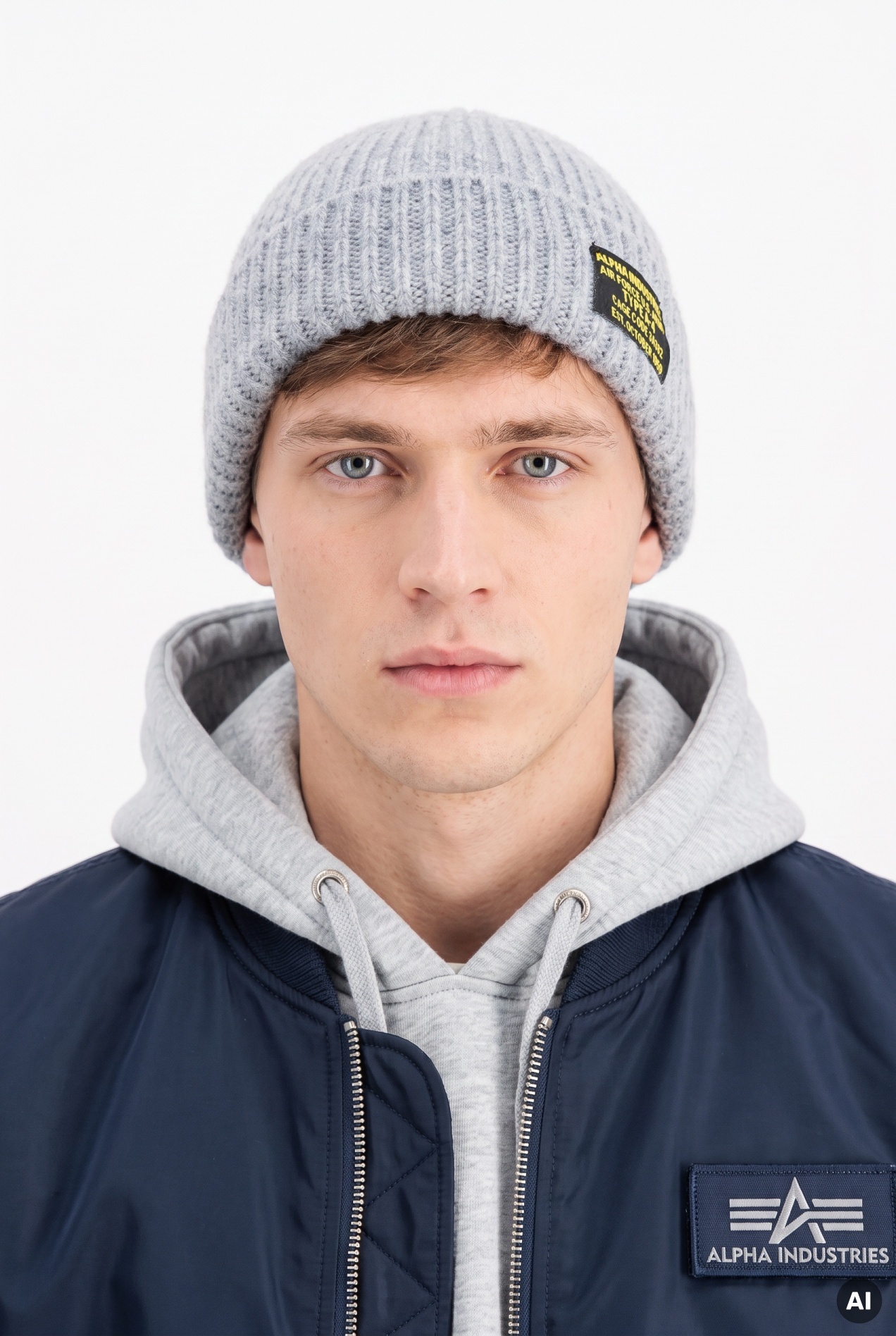 Zimní čepice Alpha Industries A-4 Watch Vintage Beanie šedo stříbrná