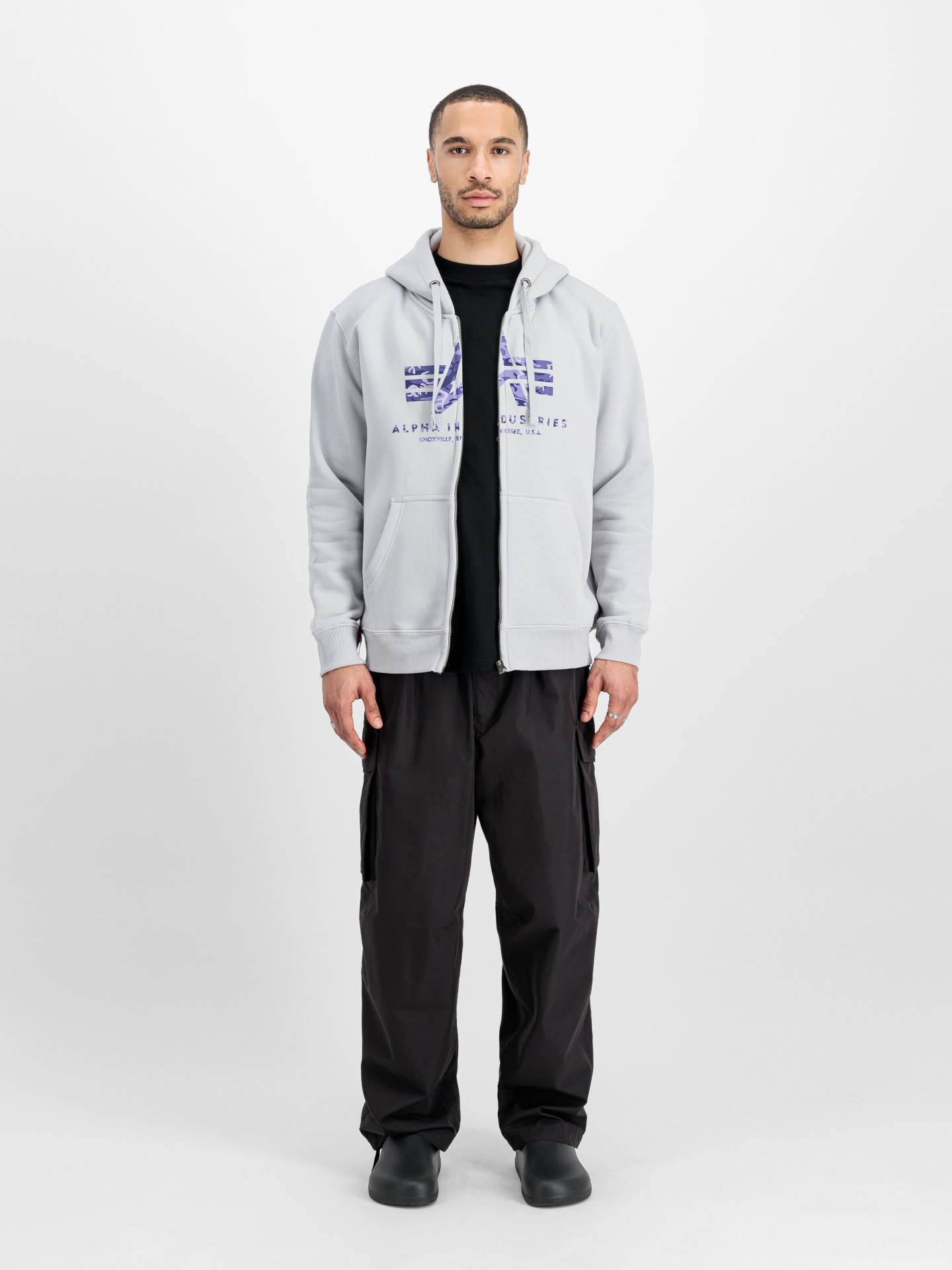 Mikina Alpha Industries Basic Zip Hoody PP camo pastel grey