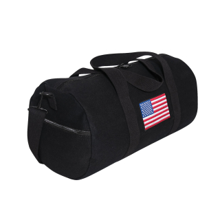 taška s barevnou vlajkou USA plátěná sportovní 23 L černá