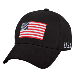 čepice baseball s barevnou vlajkou USA černá