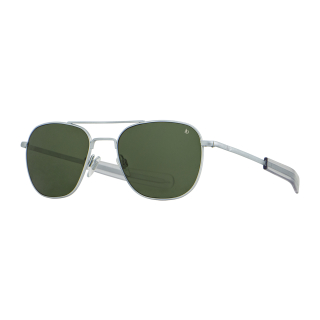 sluneční brýle Original Pilot OP330 stříbrné matné se zelenými nylonovými skly