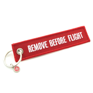 klíčenka REMOVE BEFORE FLIGHT bílo/červená