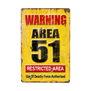 plechová cedule Area 51 - Restricted Area