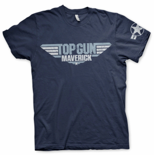 tričko Top Gun Maverick Distressed Logo námořní modrá