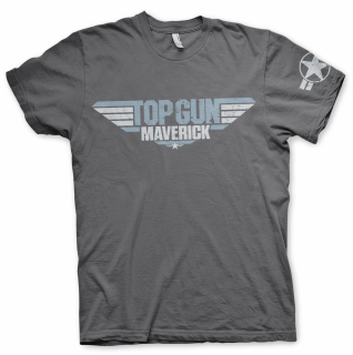tričko Top Gun Maverick Distressed Logo tmavo šedé