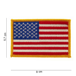 nášivka vlajka USA žlutý okraj velká 9 x 5,7 cm